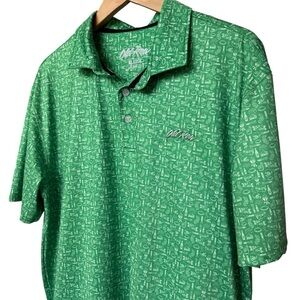 Old Row Men's XL Green Tailgate Print Golf Polo Shirt Short Sleeve Summer Casual